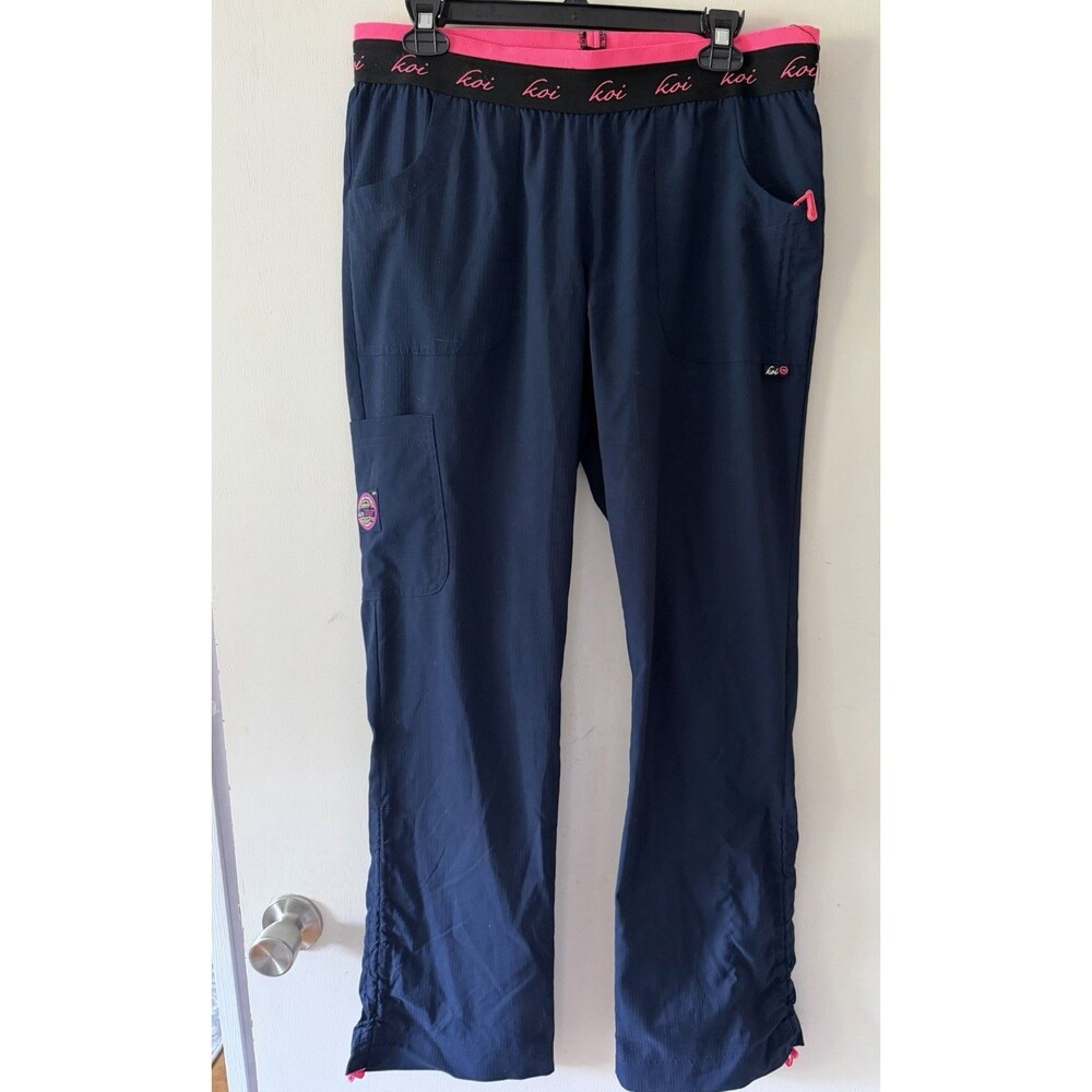 Koi Lite Scrub Pants M Navy Slim Fit Mechanical Stretch Womens
